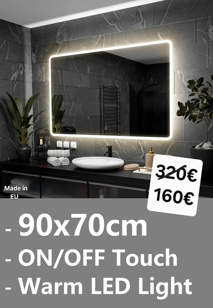 LED Bathroom Mirror 90x70cm - Image 1