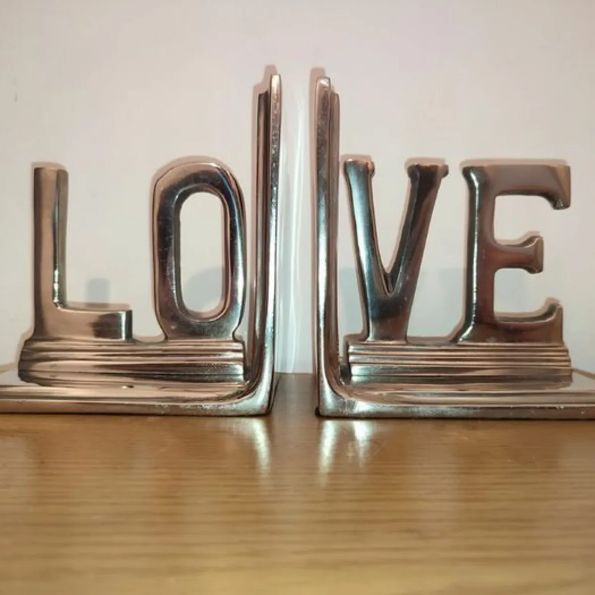 Vintage Heavy Duty Polished Steel  Deco Book Ends