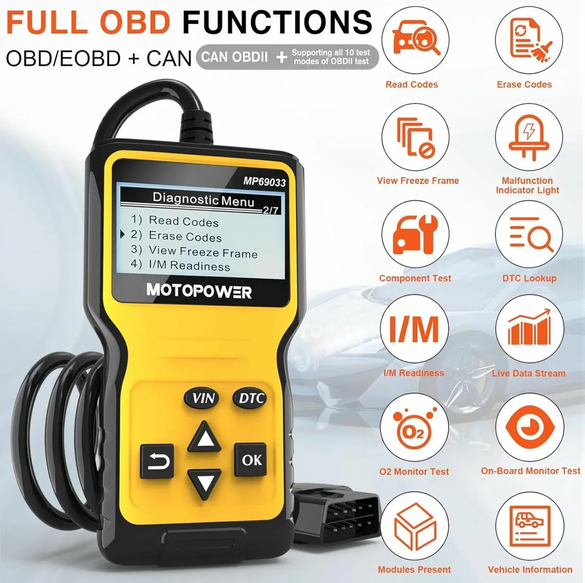 MP69033 OBD2 Scanner Universal Car Engine Fault Co