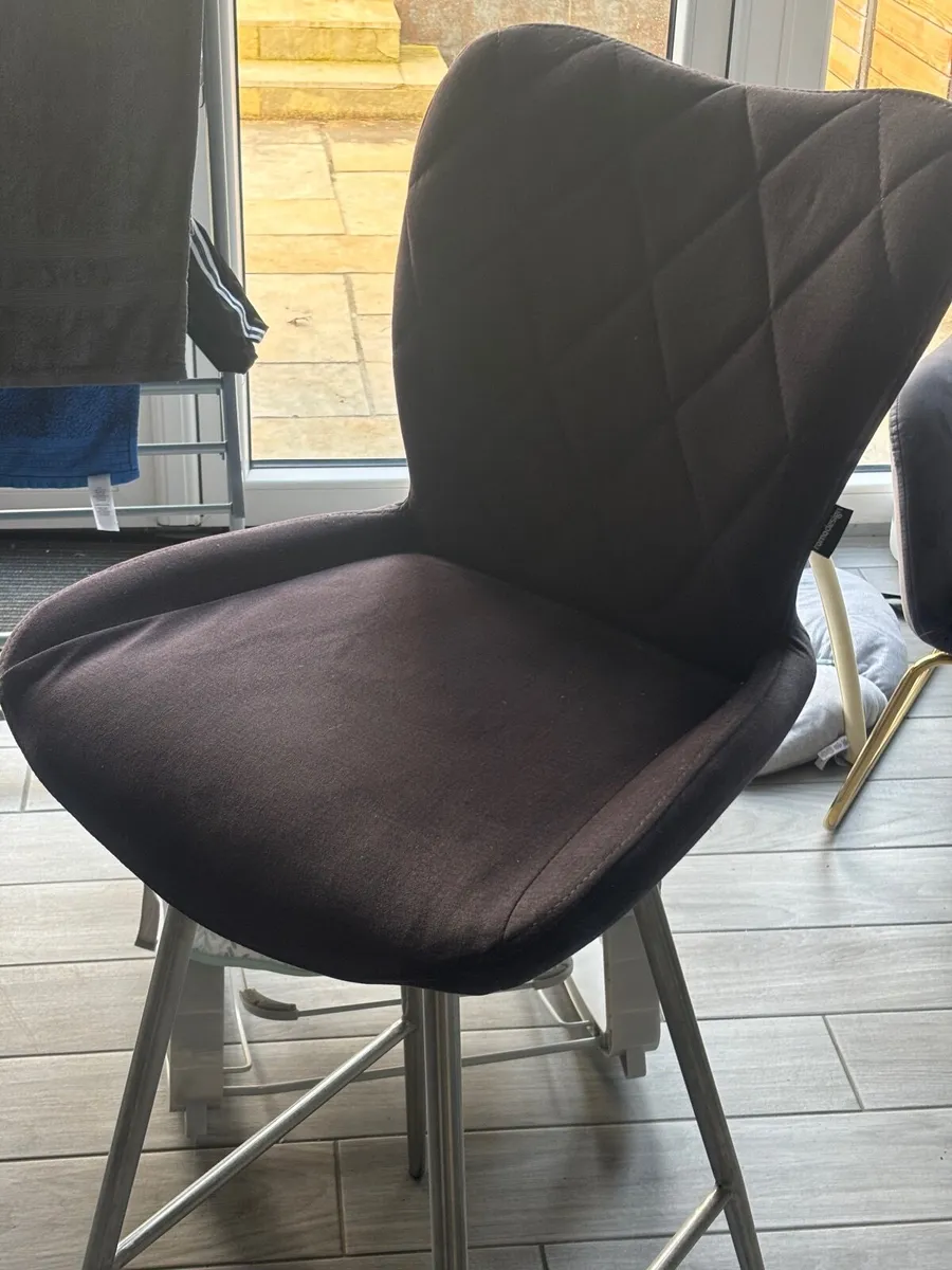 Modern  bar stool grey velvet - good condition - Image 1