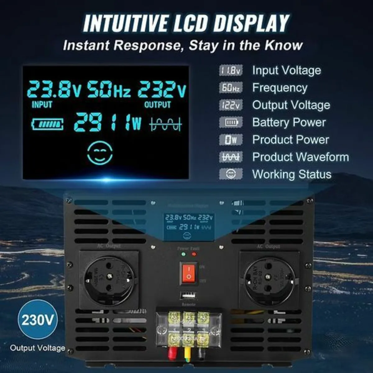 5000W Pure Sine Wave Power Inverter 12V - Image 2
