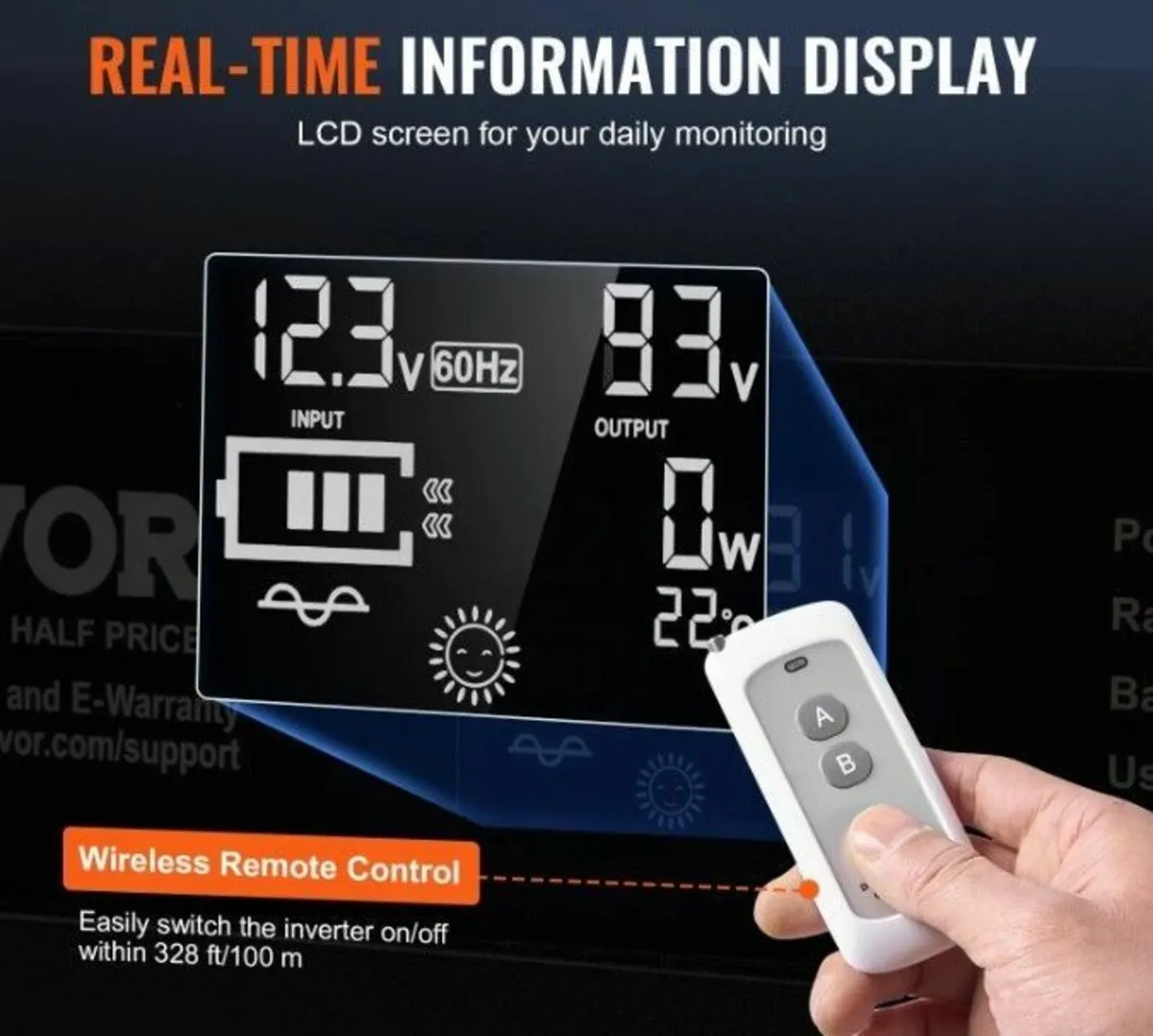 Inverter 2000W 12V Pure Sine Wave Remote LCD - Image 2