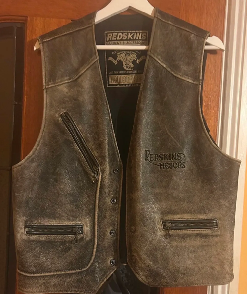 Vintage Redskins biker Gillet - Image 1