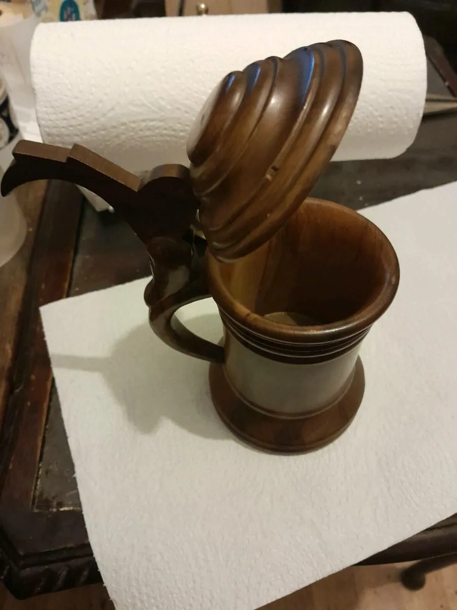 Vintage hand carved tankard - Image 2