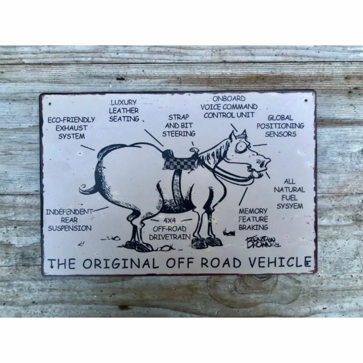 Sign – Horse – Off road vehicle – Metal – Dark – H