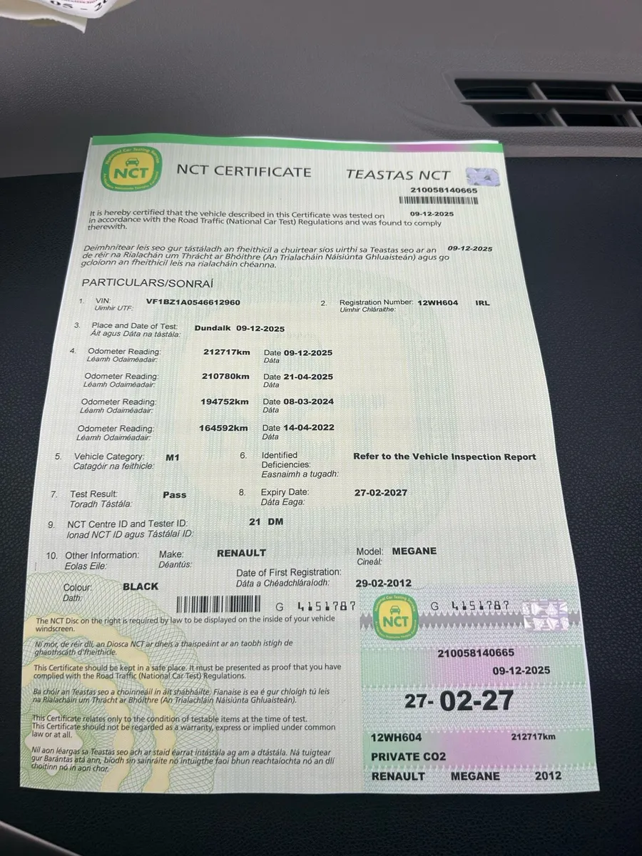2012 Renault Megane 1.5 diesel  new NCT 02-27 - Image 3