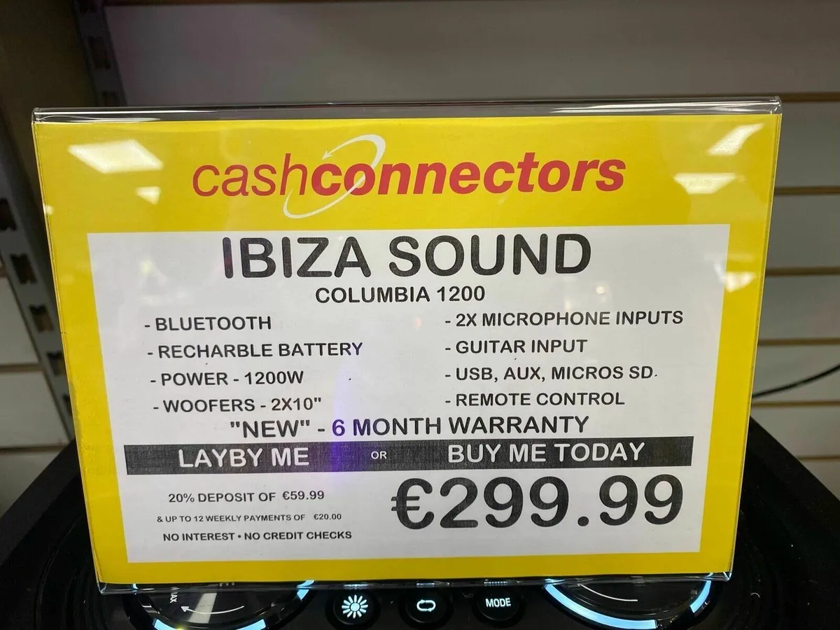 Ibiza Columbia 1200W BT Speaker Portable NEW - Image 4
