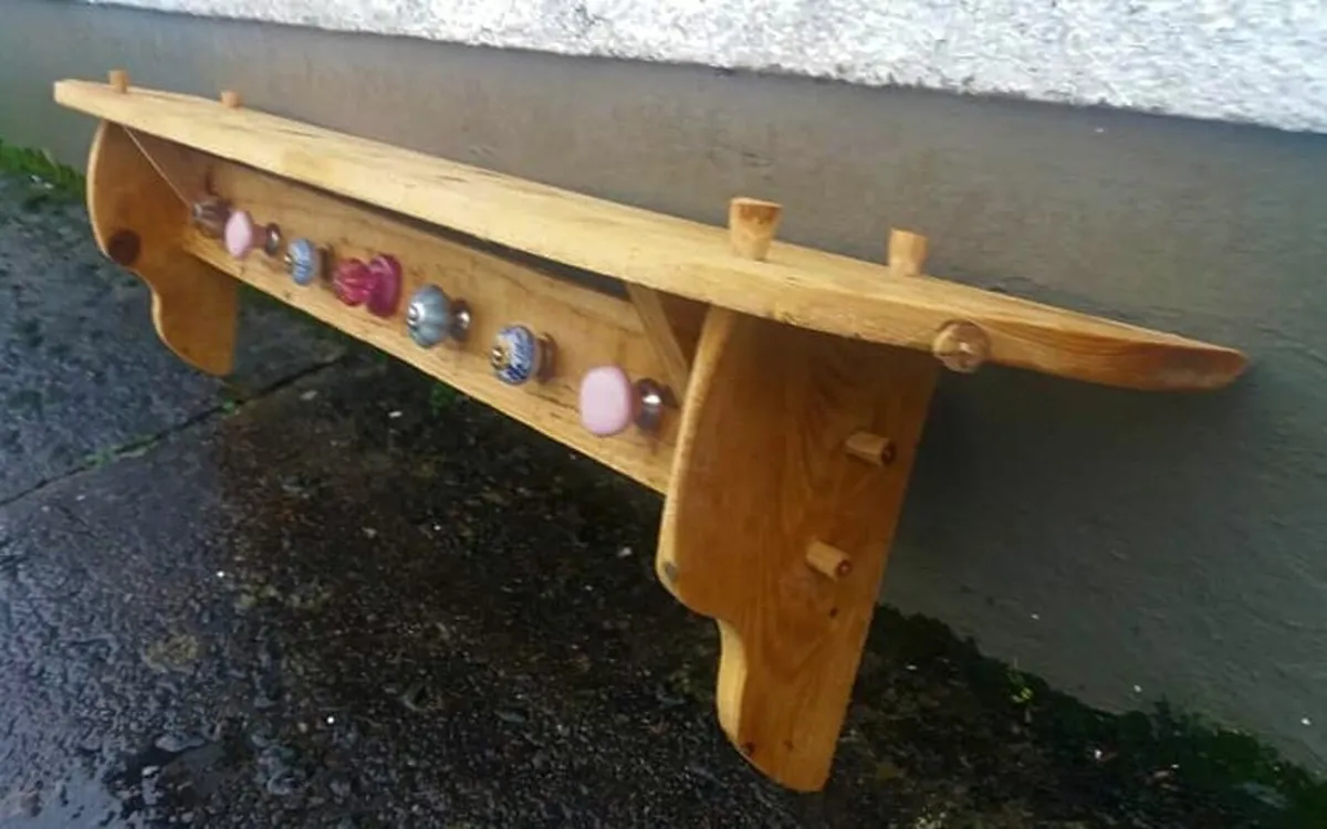 Rustic Floating Shelf / Coat & Hat Rack - Image 3