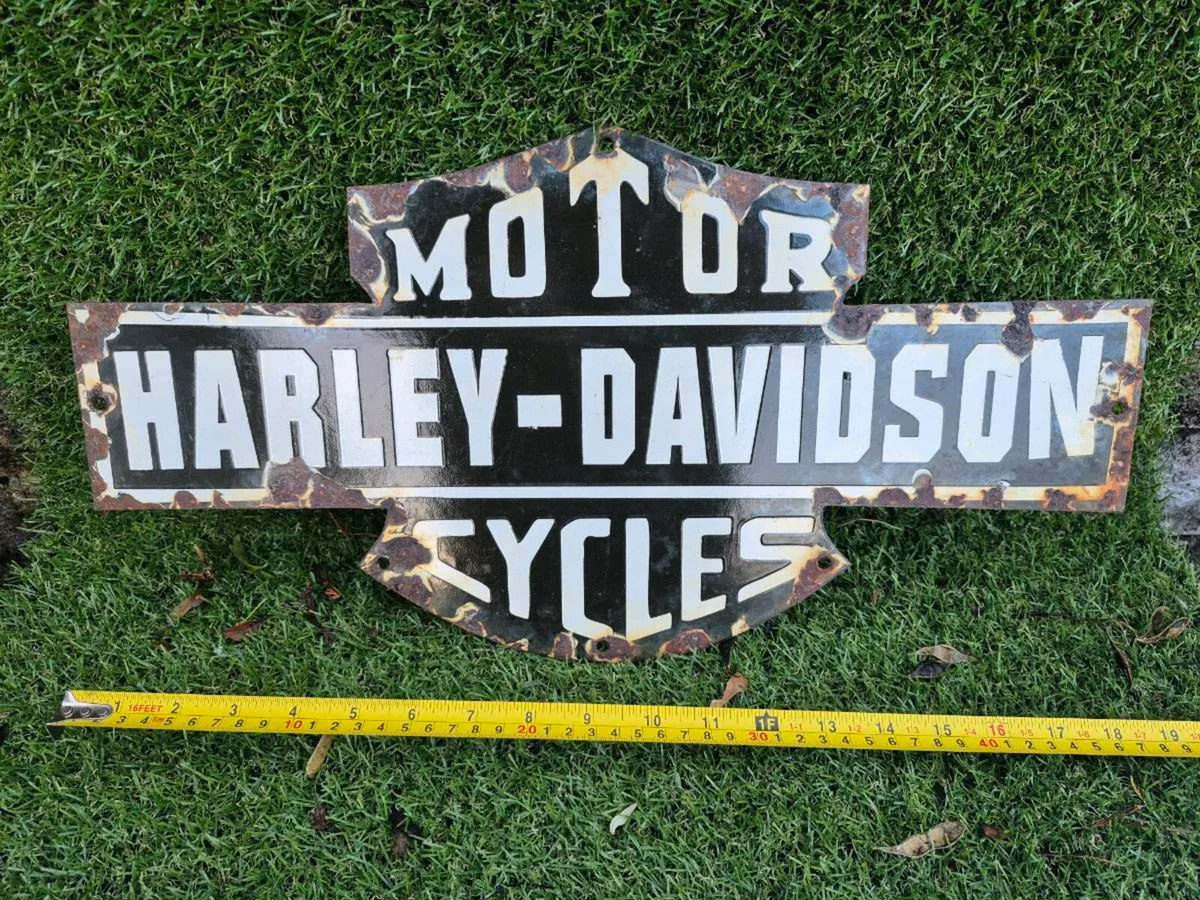 Enamel harley Davidson metal sign - Image 1
