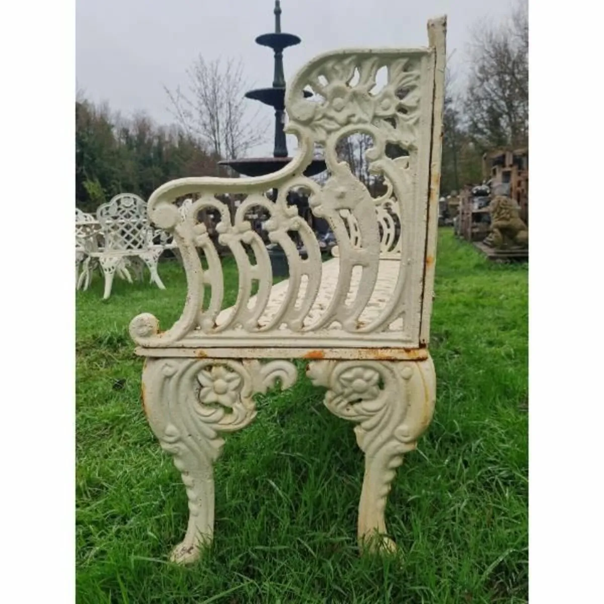 Bench Cast Iron Horse Shoe Large White CH-R-742-W - Image 3