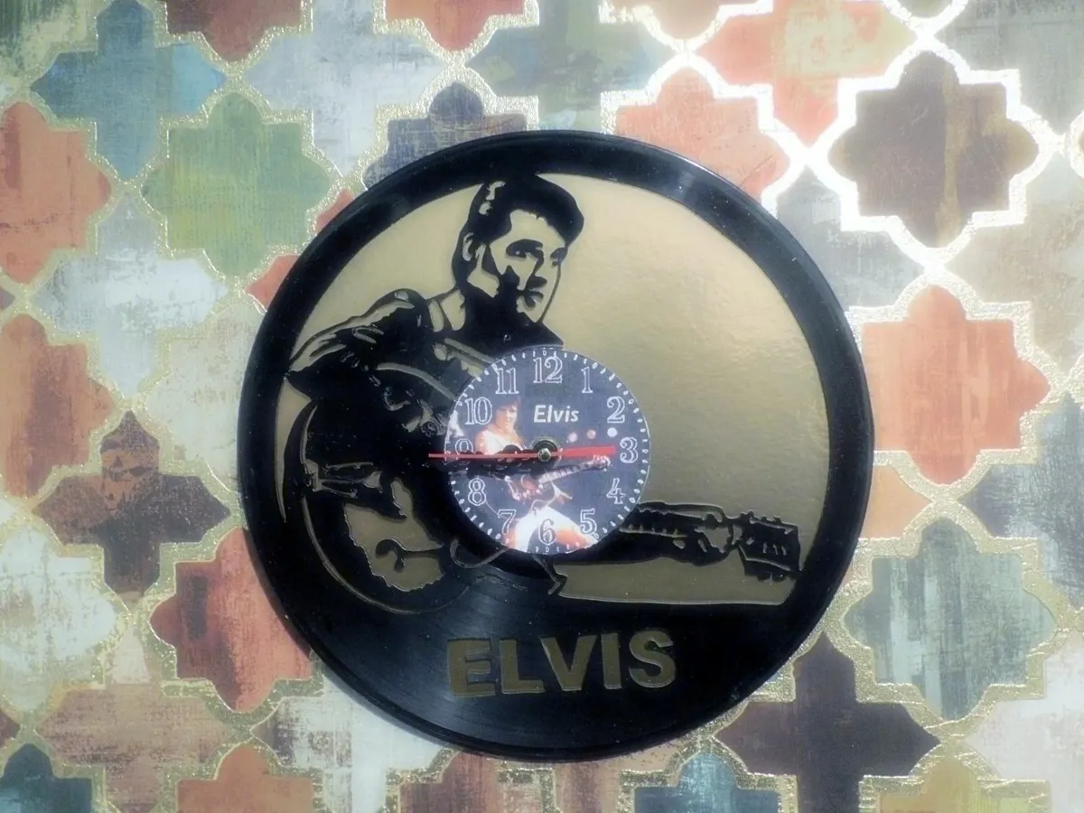 Framed Hand cut vinyl record and clocks - Image 2