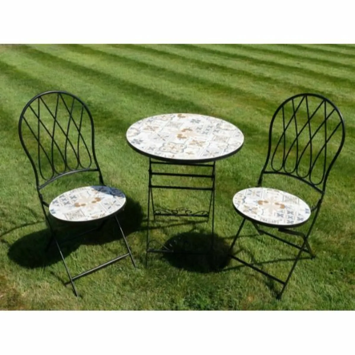 Two Seater Table & Chairs Mosaic Black D11173