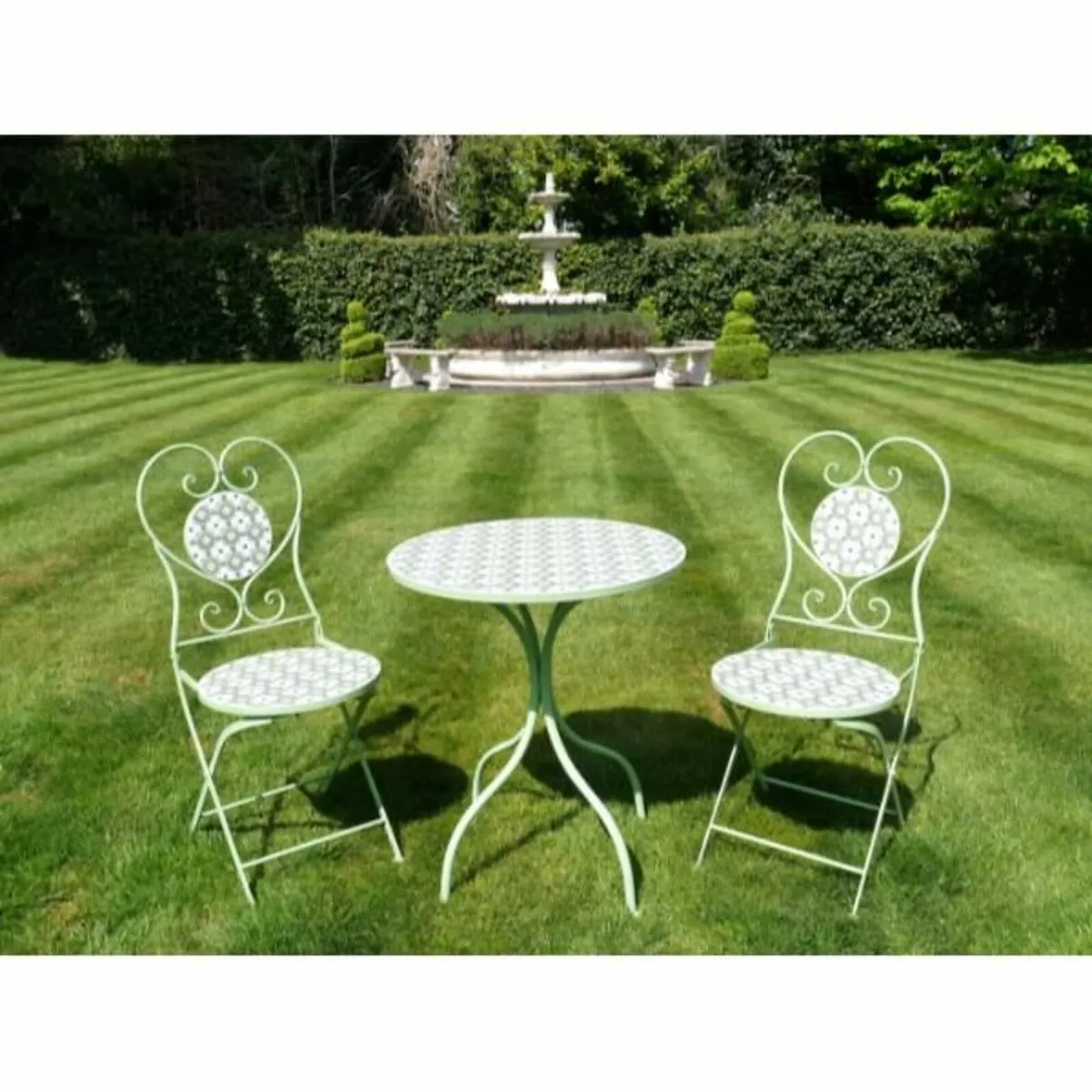 Two Seater Table & Chairs Mosaic Green D11181 - Image 1