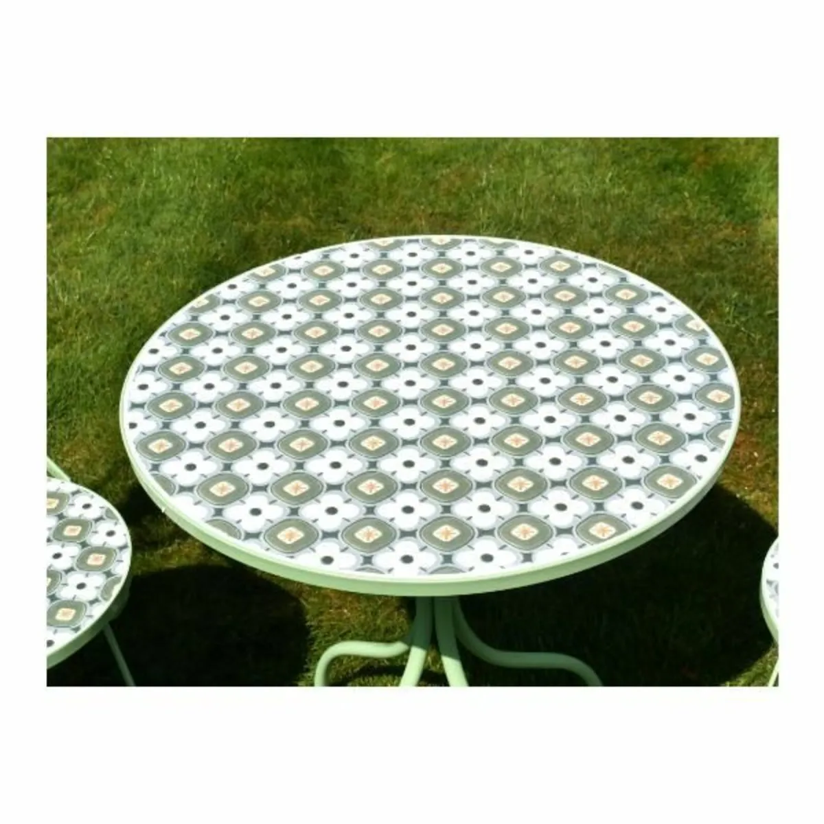 Two Seater Table & Chairs Mosaic Green D11181 - Image 2