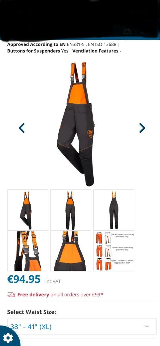 Chainsaw Protective Trouser Bib&Brace - Image 3