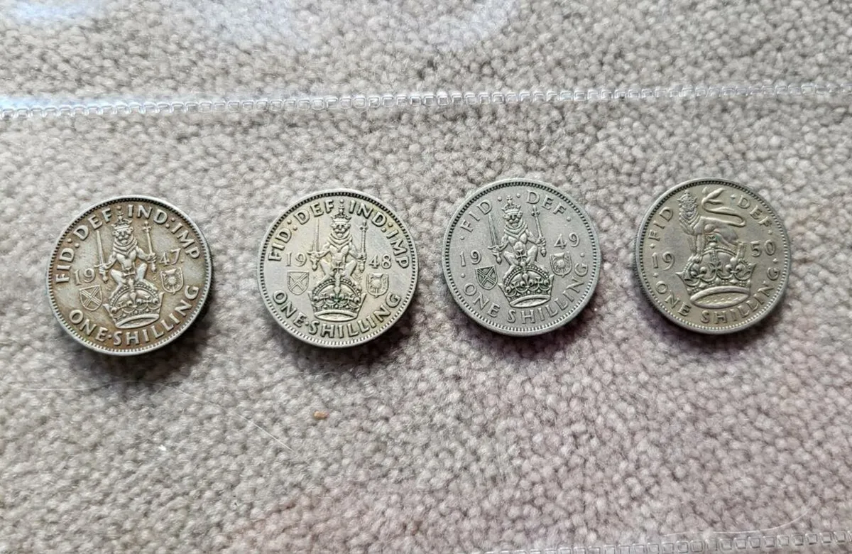 4 George VI shillings 1948-1951. - Image 1