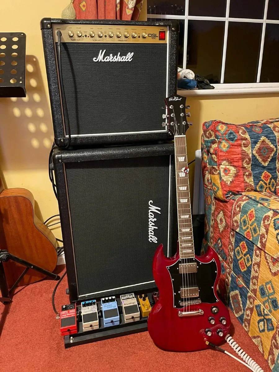 EastCoast GS10 Electric Guitar in Cherry. Rosewood - Image 1