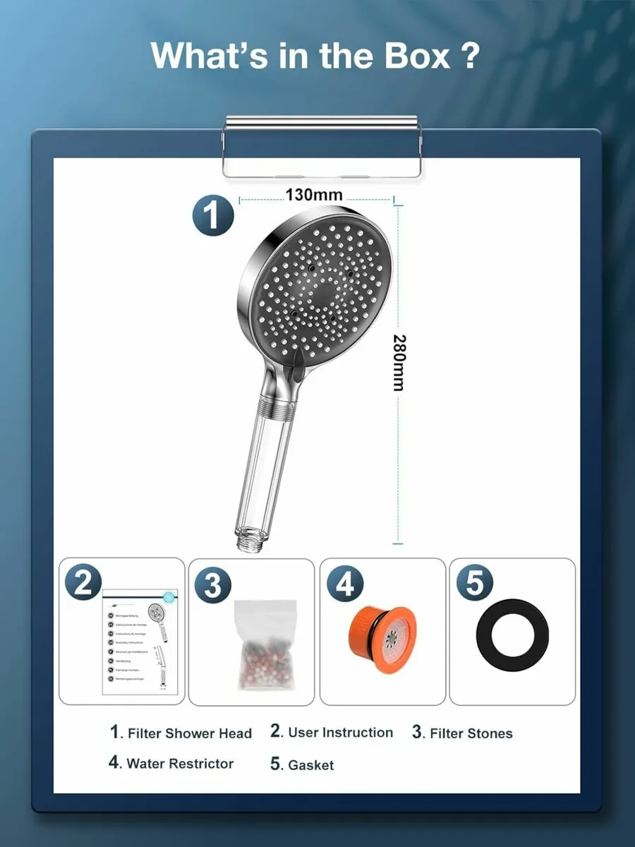 Filter Shower Head and Hose - High Pressure 6 Mode - Image 1