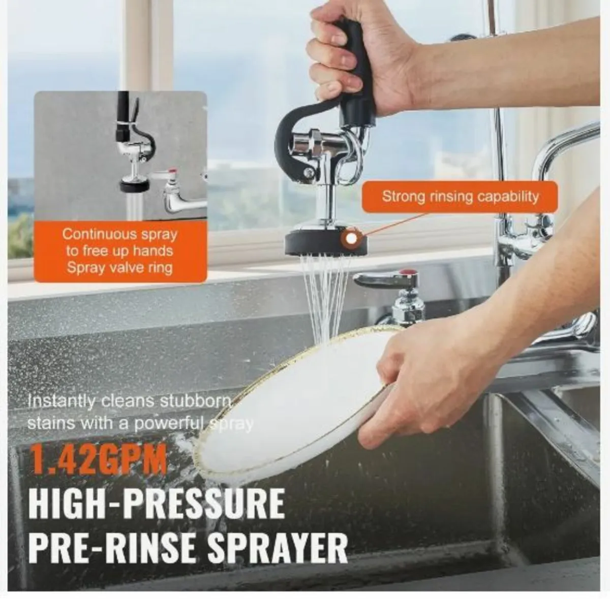 Commercial Faucet with Pre-Rinse Sprayer - Image 2
