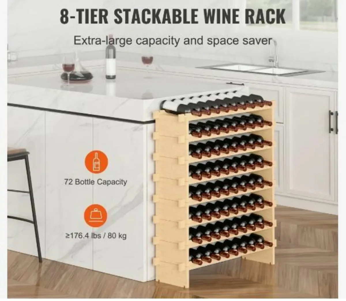72 Bottle Stackable Modular Wine Rack - Image 3