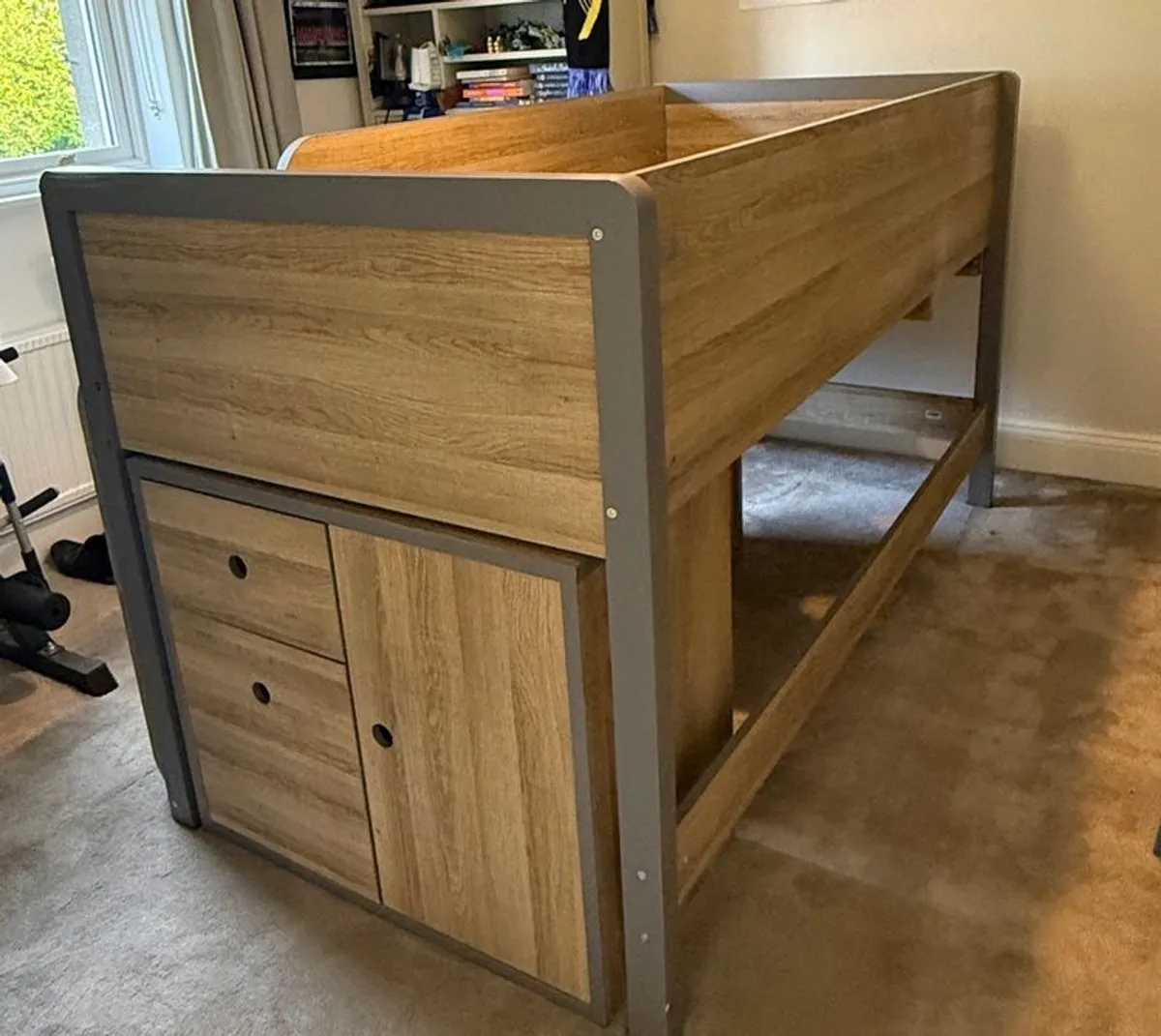 Like new children's bed with mattress, desk and ample storage - Image 1