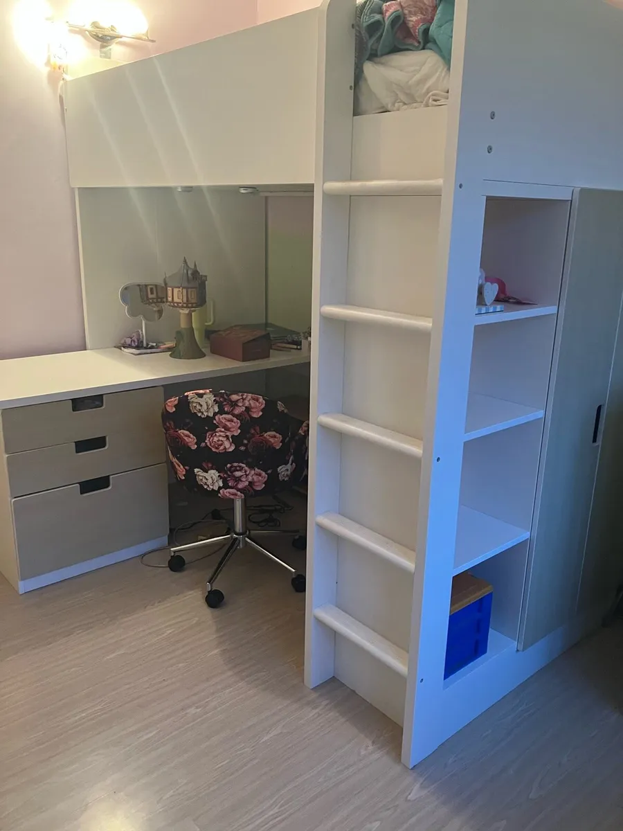 IKEA Loft Bed with Desk and Wardrobe - Image 1