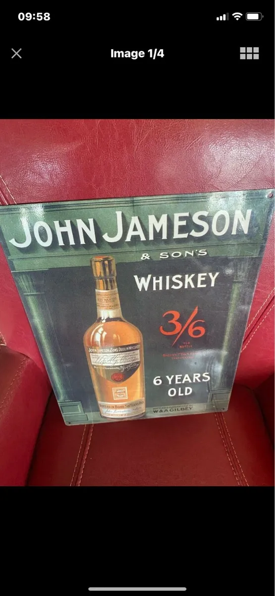 Large Vintage Jameson Metal Sign - Image 1