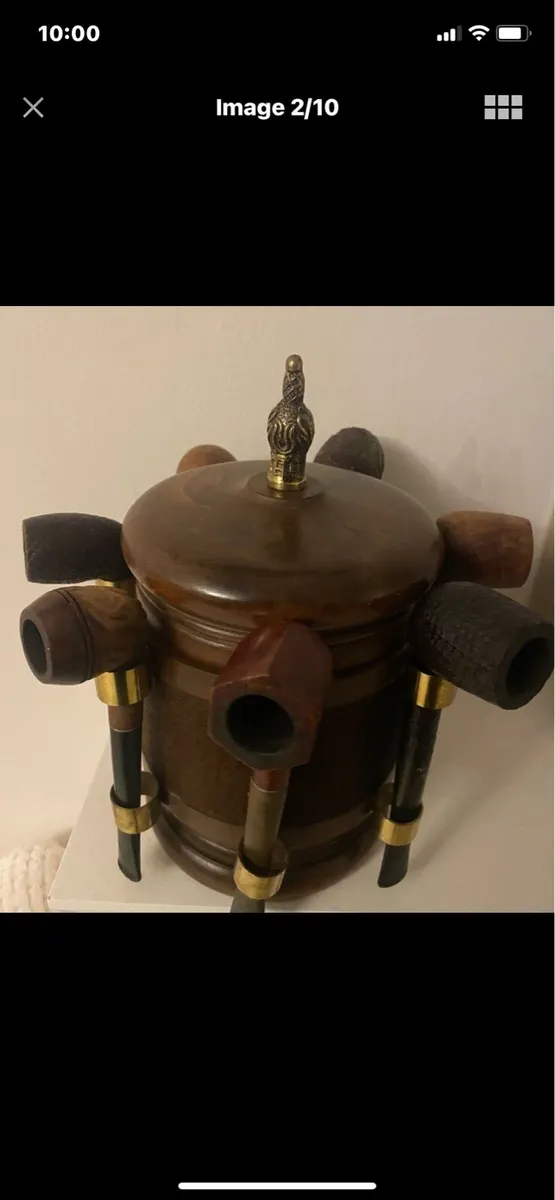 Vintage Smoking Pipe Collection and Stand Set - Image 1