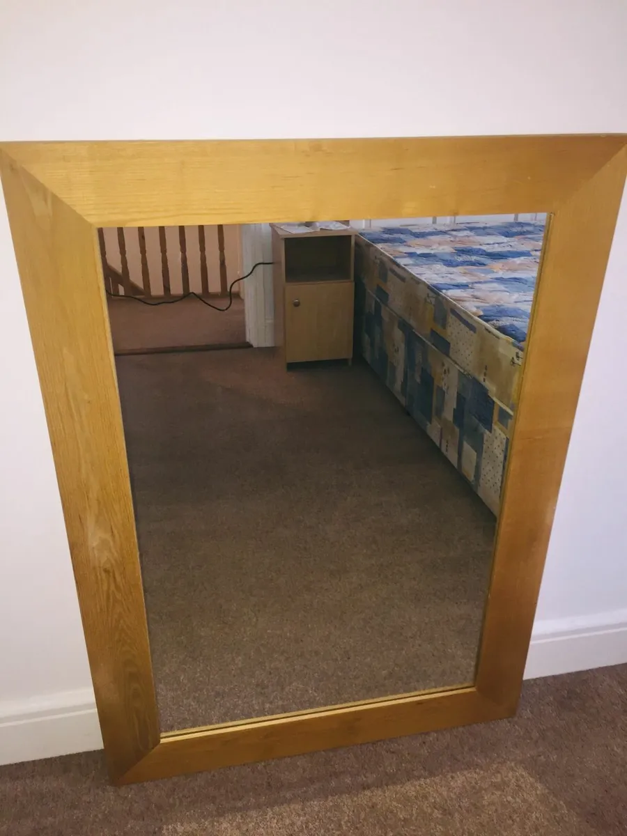 Solid wood oak mirror 43 x 31" - Image 3