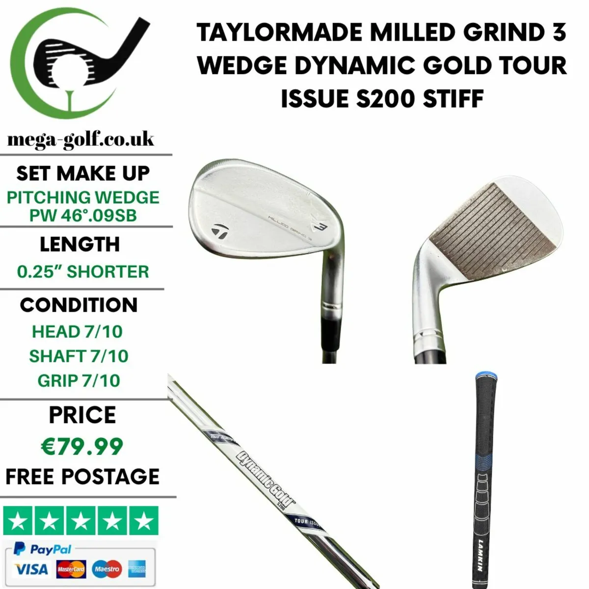 Taylormade Milled Grind 3 Wedge Pw 46°.09SB /Stiff - Image 1
