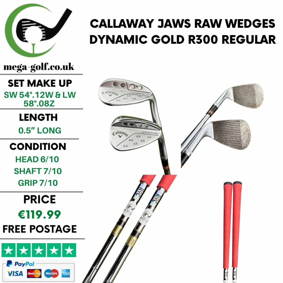 Callaway Jaws Raw Wedges Sw 54°.12W & Lw 58°.08Z - Image 1
