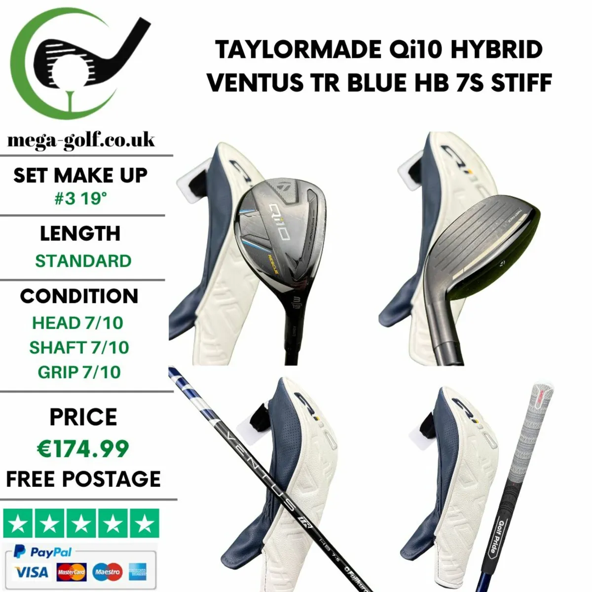 Taylormade Qi10 Hybrid / #3 19° / Stiff - Image 1