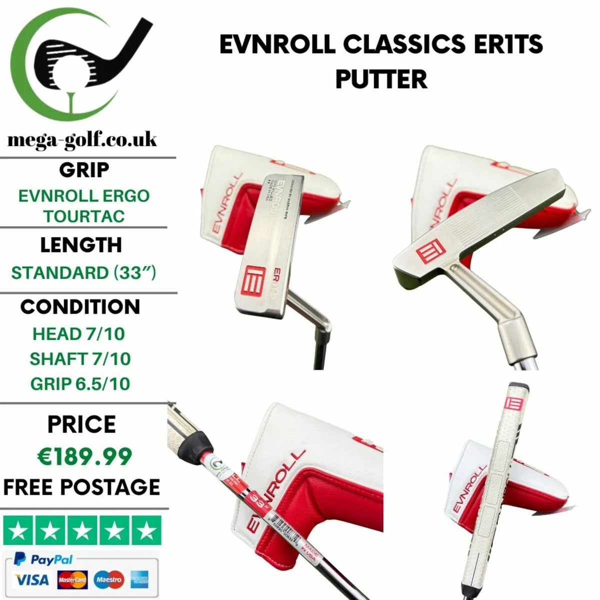 Evnroll Classics ER1TS Putter / 33″ - Image 1