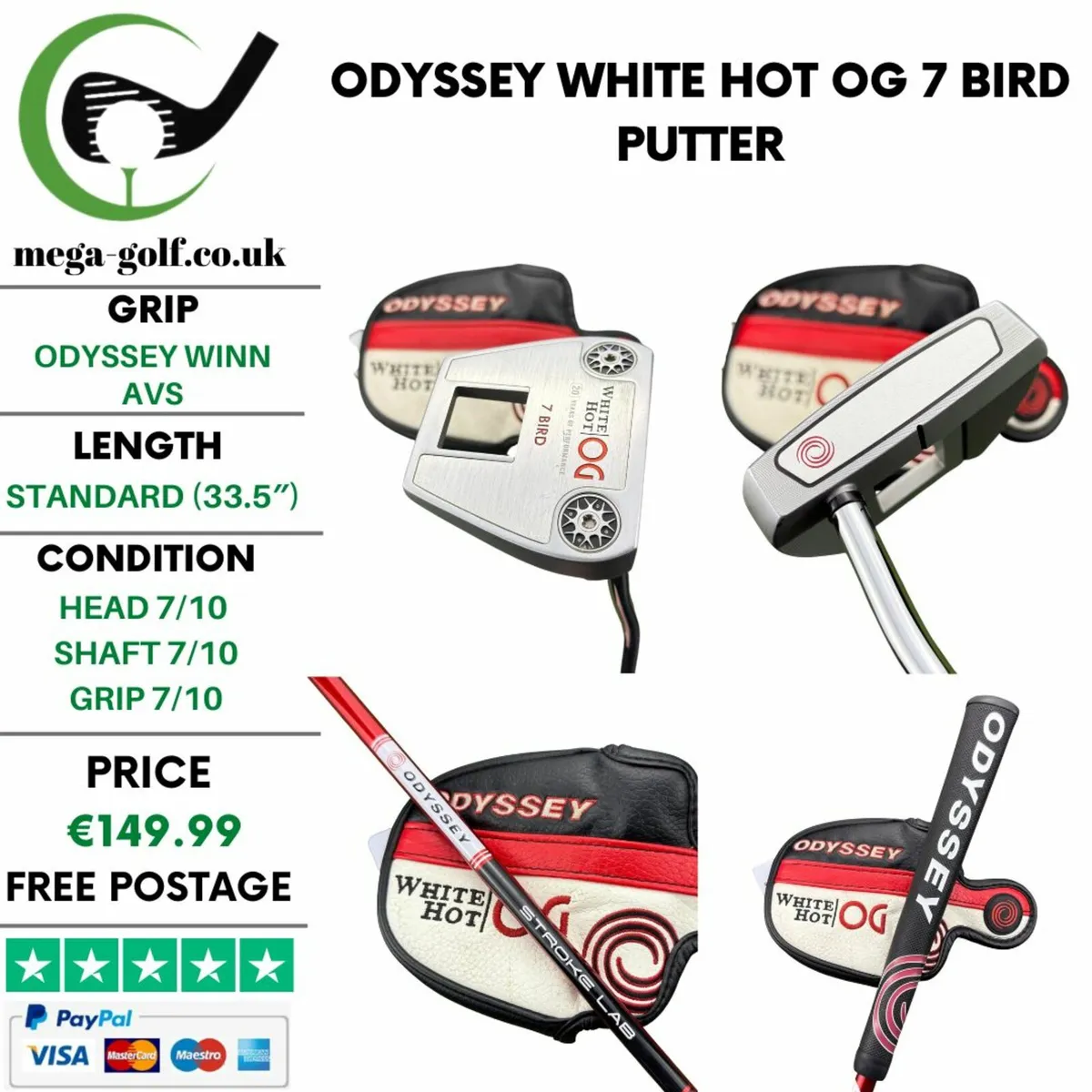 Odyssey White Hot OG 7 Bird Putter / 33.5″ - Image 1