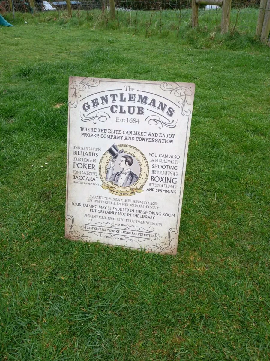 Gentleman's Club Large Tin Sign - Image 1