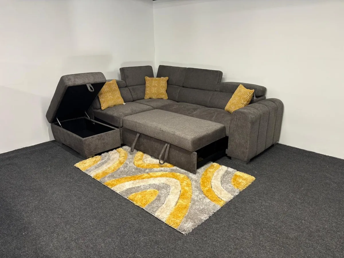 New Grey Carmen Fabric Corner sofa bed - Image 2