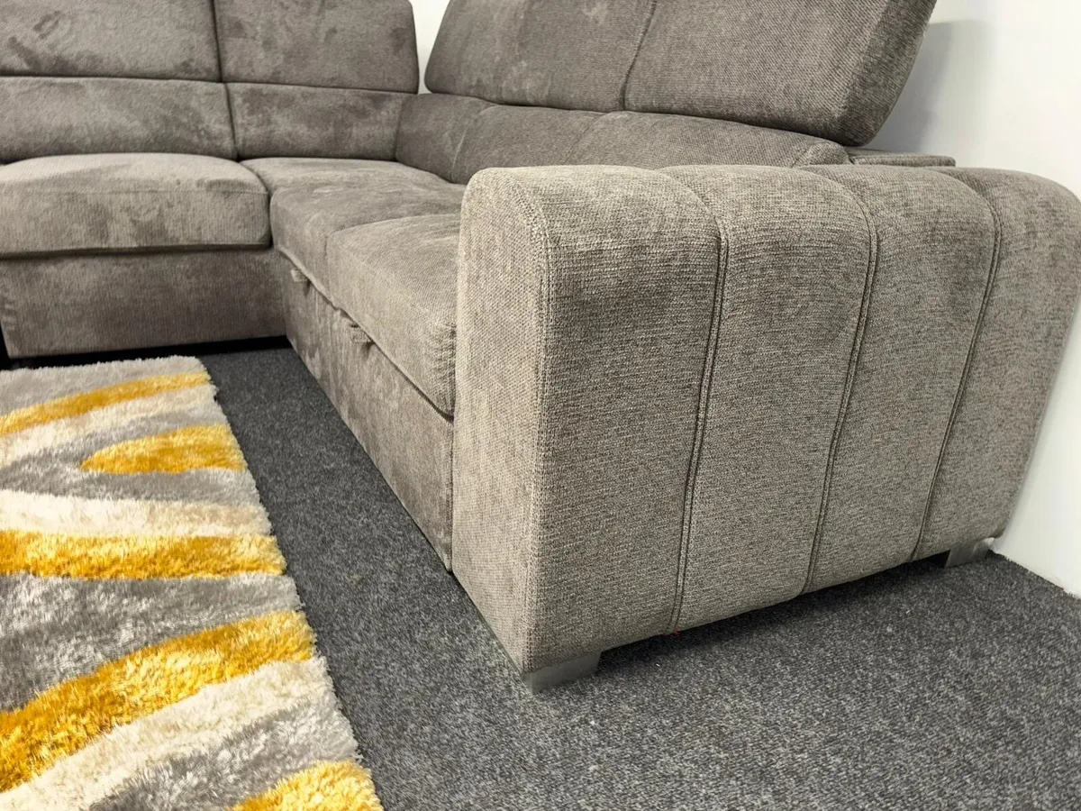 New Grey Carmen Fabric Corner sofa bed - Image 3