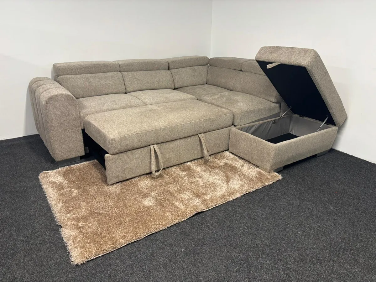 New Beige Fabric Carmen Sofa Bed - Image 3
