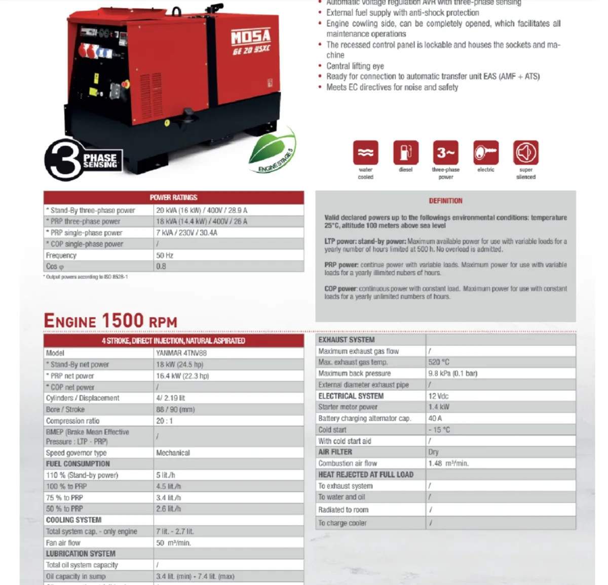 20 KVA Mosa Generator switchable from 110v To 220V - Image 2