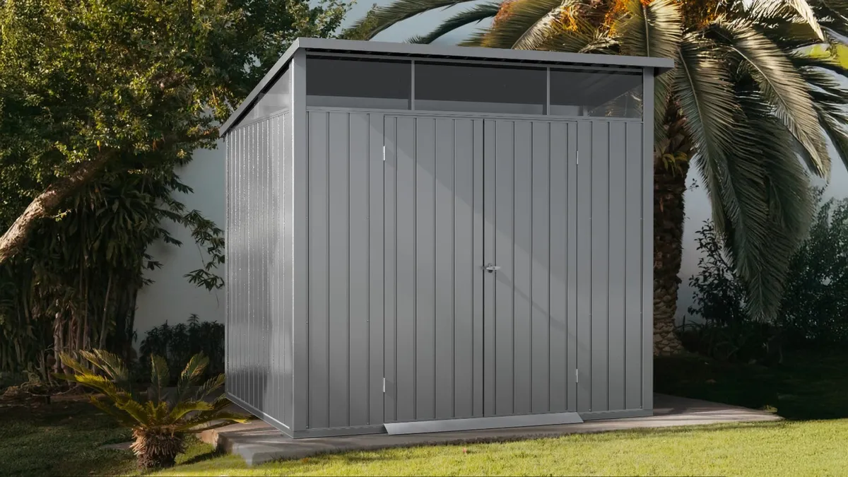 8×6 Palladium Steel Shed + Silver+ FREE Patio Box - Image 2