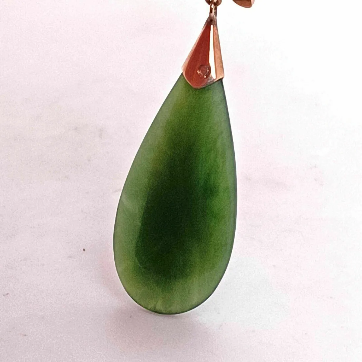 Chinese Long Life 9k Gold & Jade Pendant - Image 2