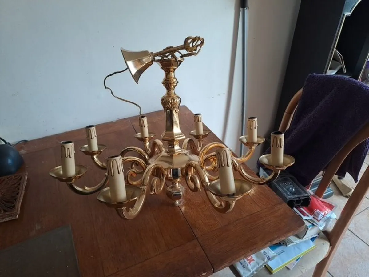 Solid Brass 8 arm Chandeliers - Image 1