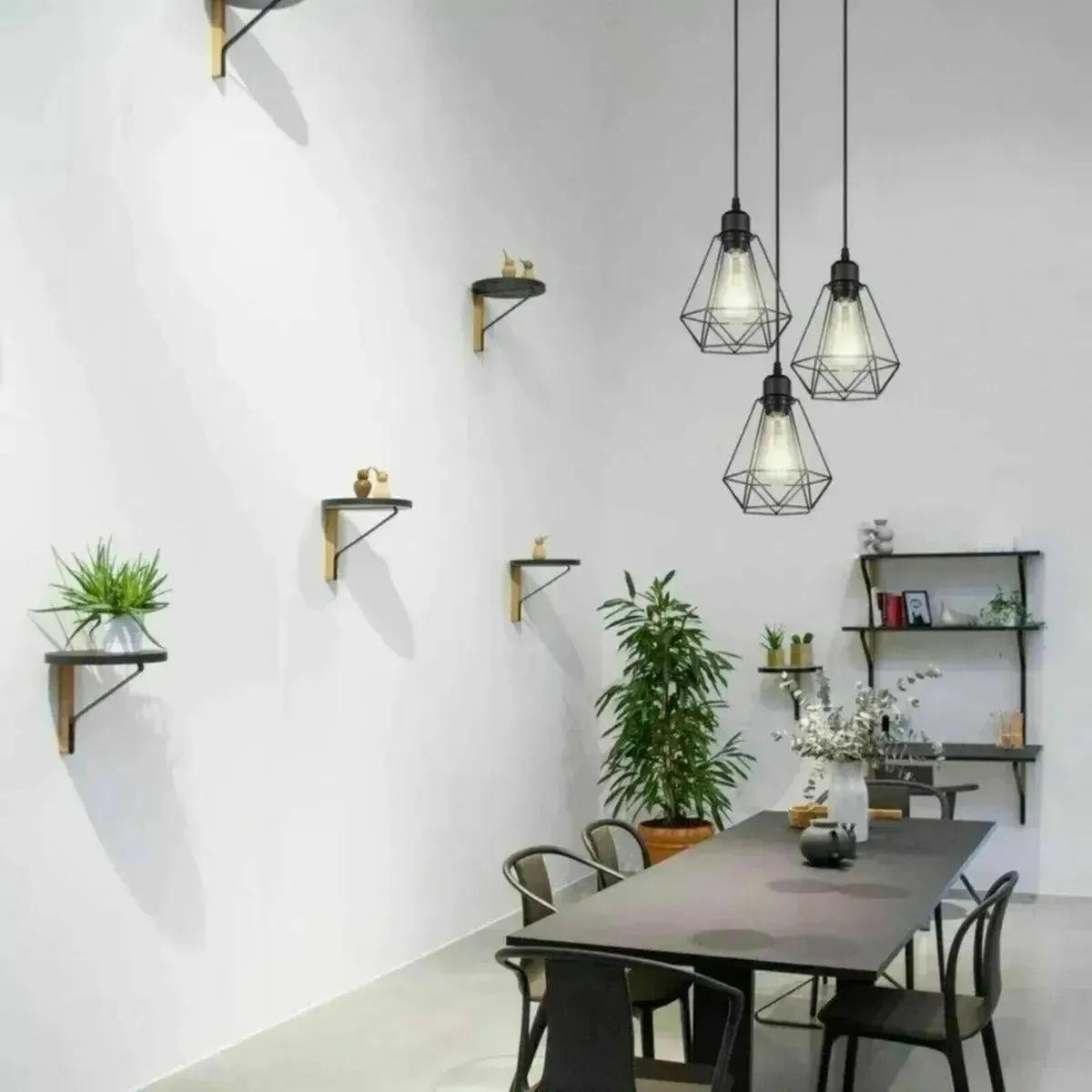 Vintage Industrial Cage Pendant 3 Bulb Lamp - Image 3