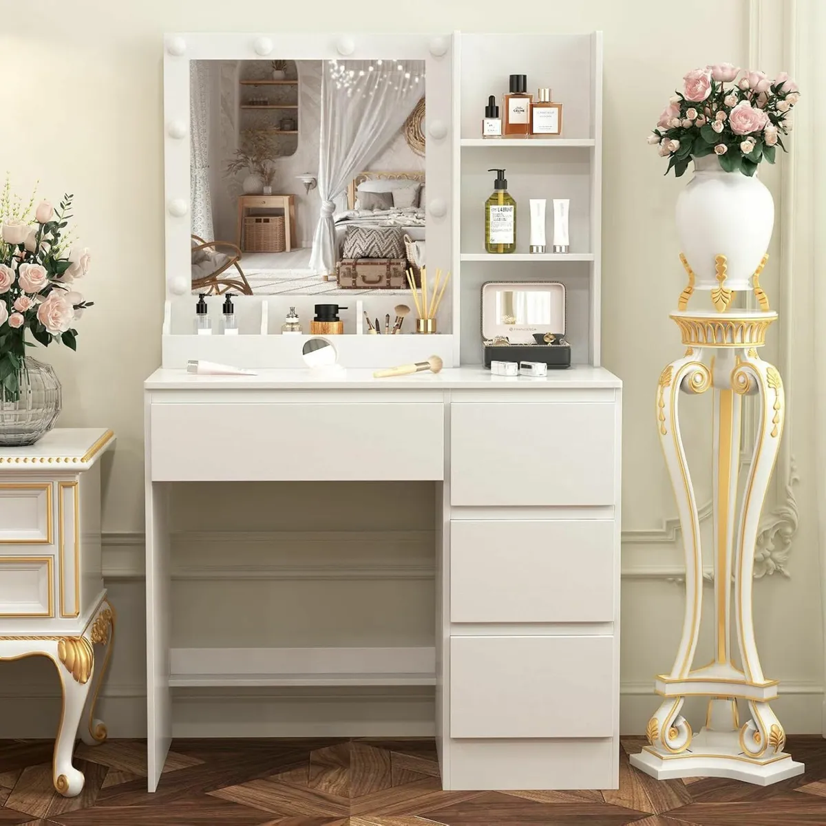 Dressing Table with Light and Mirror Vanity Desk - Image 1
