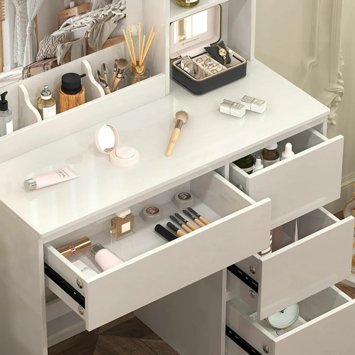 Dressing Table with Light and Mirror Vanity Desk - Image 4