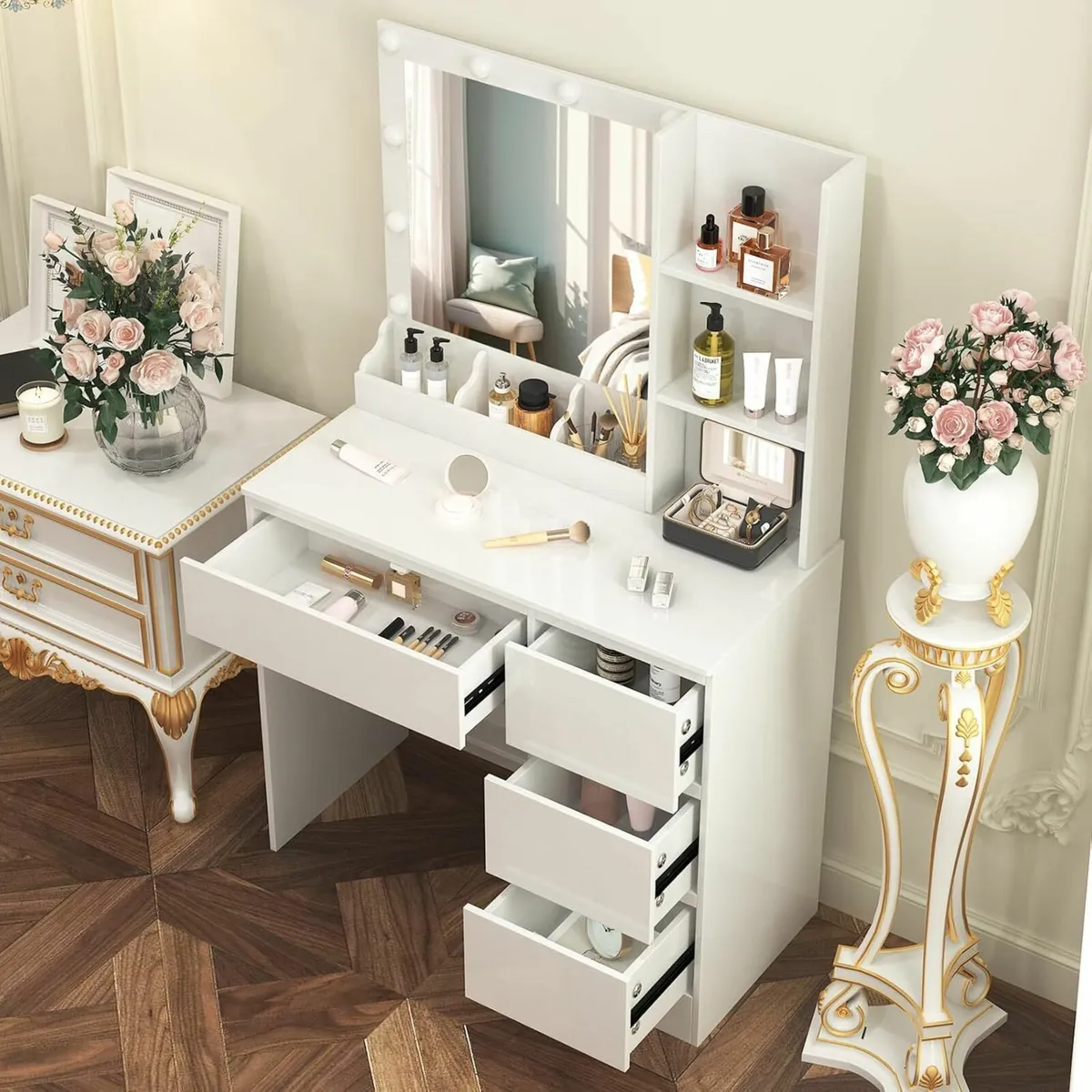 Dressing Table with Light and Mirror Vanity Desk - Image 2