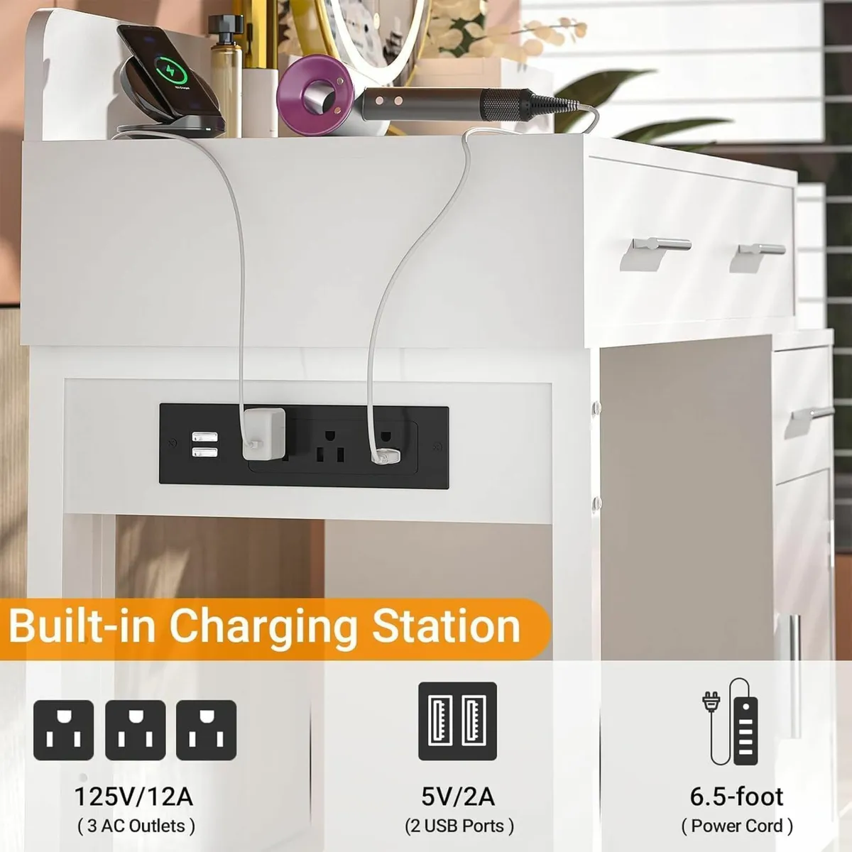 Dressing Table Vanity Desk with 4 Storage Drawers - Image 4