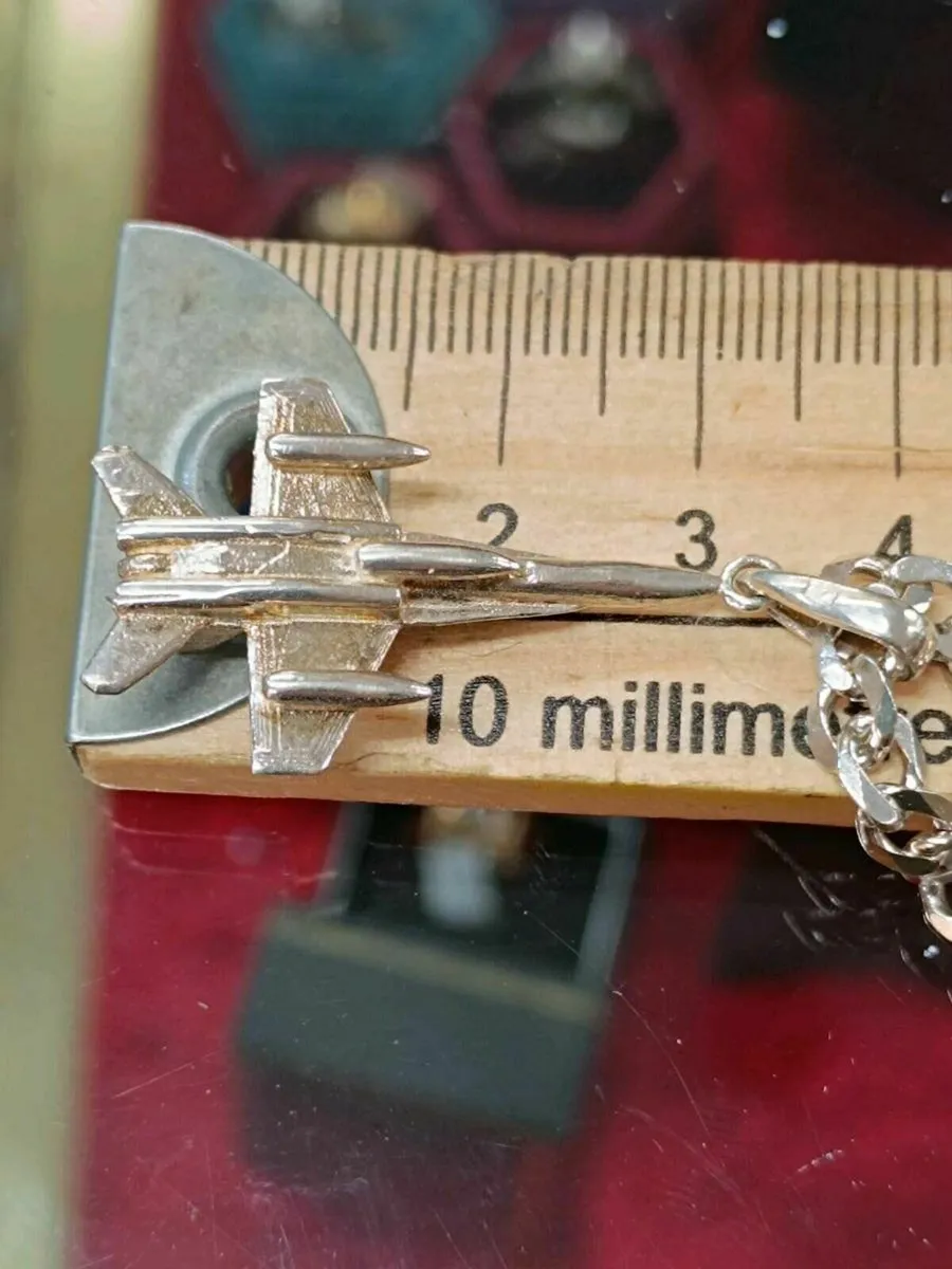 Silver Necklace Jet Plane Army - Image 4