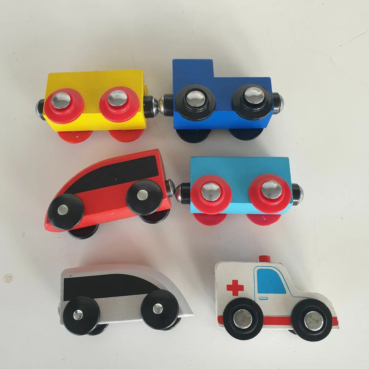 Wooden vehicles cars train helicopter bundle - Image 4
