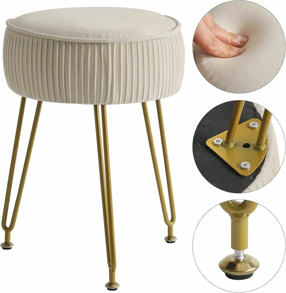 Velvet Footrest, Makeup Vanity Stool, Side Table - Image 3